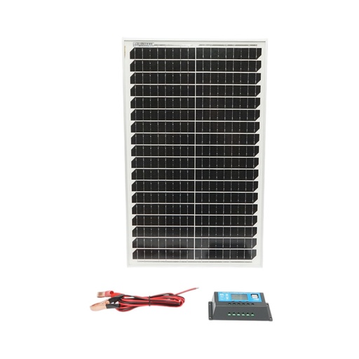 [AMAT6-104882] Panou solar 30W/18V fotovoltaic monocristalin 560x345x25mm cu regulator de incarcare 12/24V 10A, cablu 1.5/2m