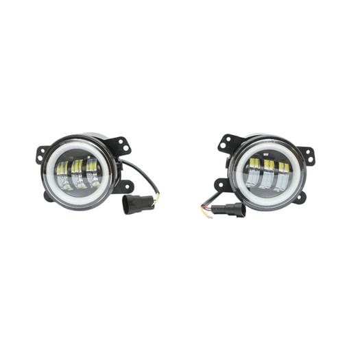 [AMAT6-105680] Set 2 proiectoare ceata LED cu DRL Angel Eyes 10-60V 30W, 3 functii alb/galben, lumina de zi, ceata si semnalizare