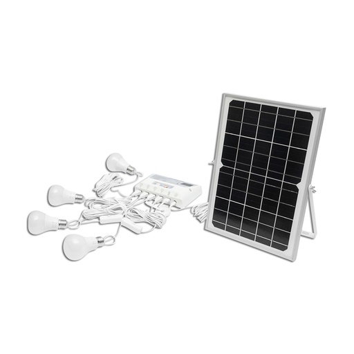 [AMAT6-106214] Sistem pentru iluminat cu 4 becuri LED, panou solar 9V/12W si 1xUSB incarcare telefon