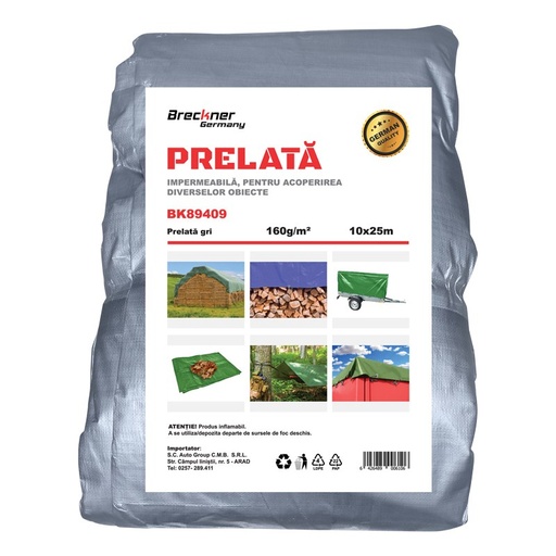 [AMAT6-106237] Prelata cu ochiuri de prindere 160g/m2 gri 10x25m