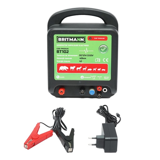 [AMAT6-106662] Aparat generator de impulsuri DC 12/220V, 4 Joule 40km pentru gard electric BRITMANN