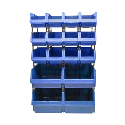 [AMAT6-107309] Stand cu 16 cutii pentru depozitare / organizare, cutie din plastic albastra, 680x510x1100mm