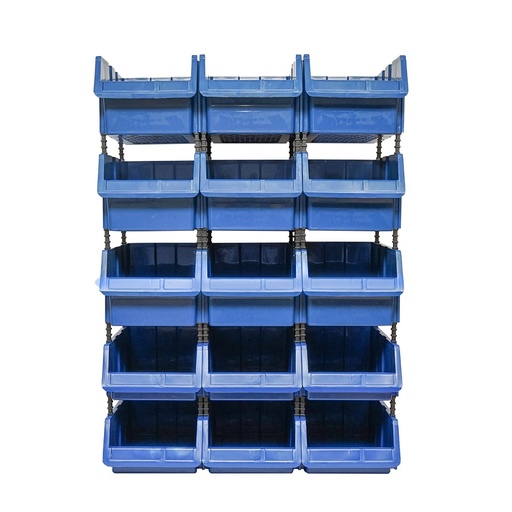 [AMAT6-107310] Stand cu 15 cutii pentru depozitare / organizare, cutie din plastic albastra, 765x400x1100mm