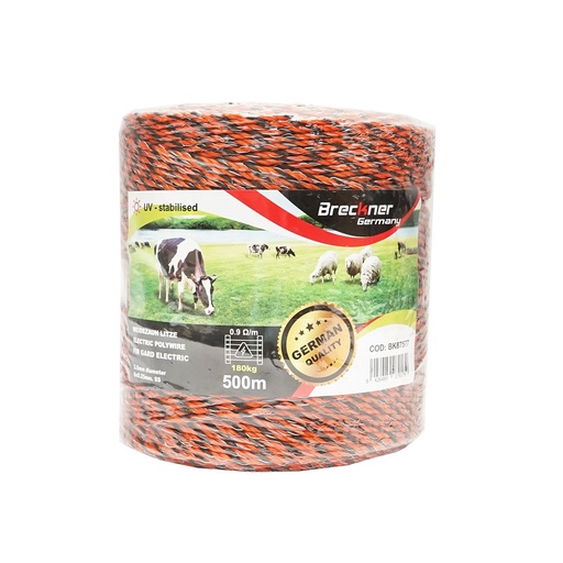 [AMAT6-107537] Rola fir portocaliu-negru fi 3.5mm 6x0.25mm SS, 0.9 Ohm/m, 500m gard electric