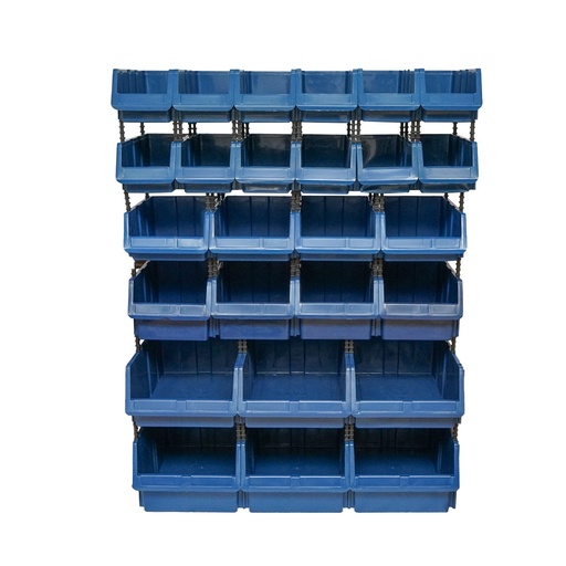 [AMAT6-107629] Stand cu 26 cutii pentru depozitare / organizare, cutie din plastic albastra,1020x510x1350mm