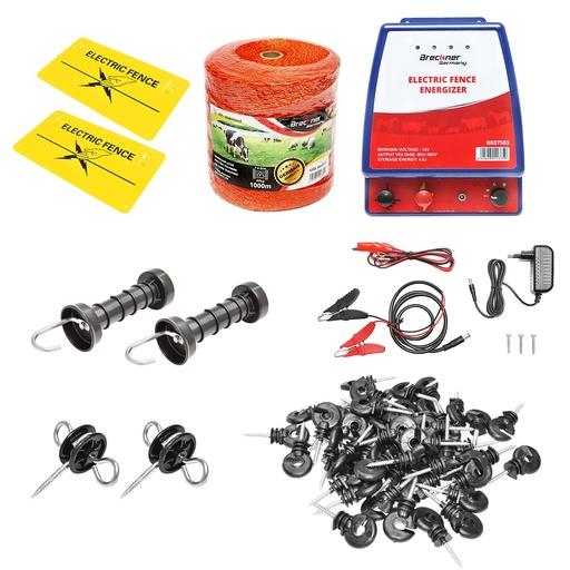 [AMAT6-107656] Kit complet gard electric 12/220V, 4.8 Joule lungime fir 1000m, 100 izolatori si placute avertizare