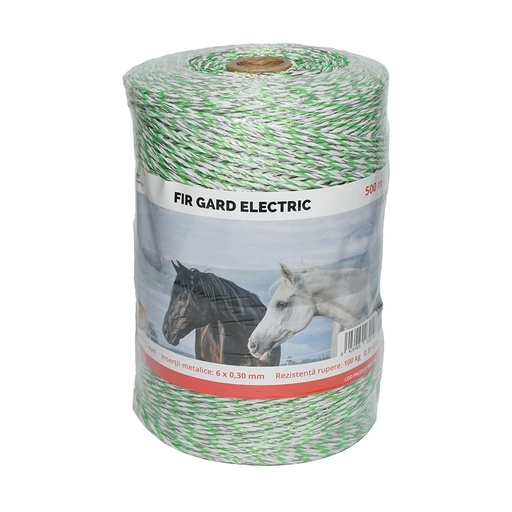 [AMAT6-107889] Rola fir verde-alb fi 3mm 6x0.3mm SS 0.31 Ohm/m, 500m gard electric