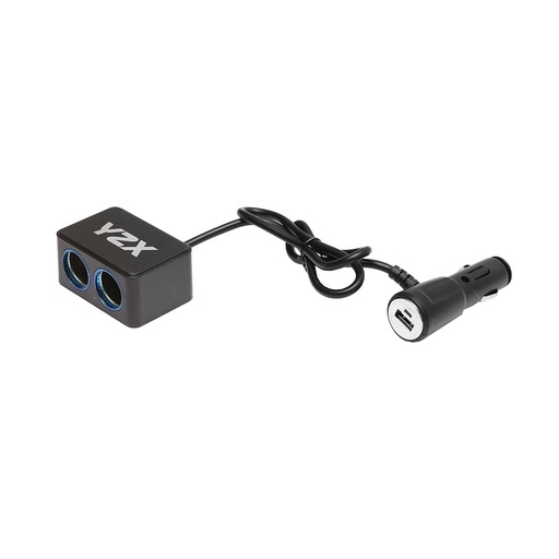 [AMAT6-109189] Adaptor bricheta auto dubla 12/24V si 1 port USB 5V 1000mA negru