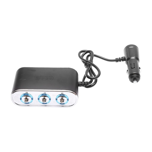 [AMAT6-109209] Adaptor bricheta auto tripla 12/24V negru cu intrerupator individual si 1 port USB 5V 2.1A