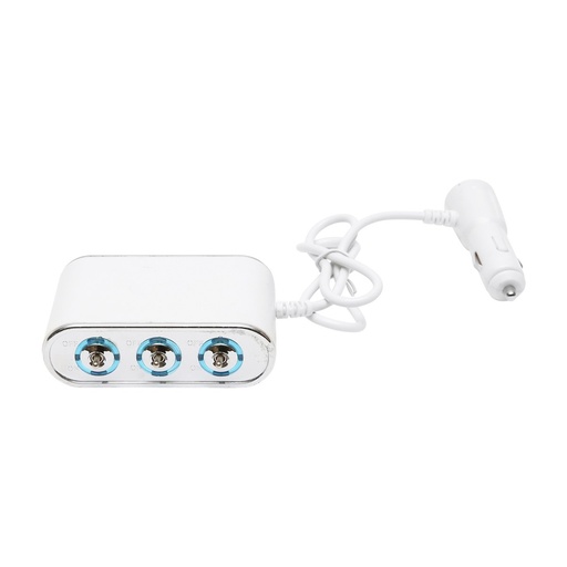 [AMAT6-109211] Adaptor bricheta auto tripla 12/24V alb cu intrerupator individual si 1 port USB 5V 2.1A