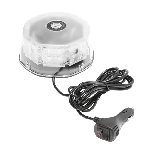 [AMAT6-109246] Lampa avertizare rotunda, girofar cu 32 zone LED-uri SMD lumina galbena, prindere magnetica, intrerupator ON/OFF cu indicator luminos, 12V/24V