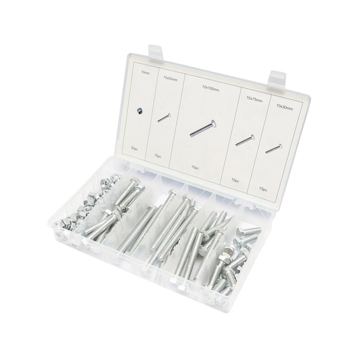 [AMAT6-109449] Trusa suruburi M10 cu cap hexagonal si piulite 100 piese
