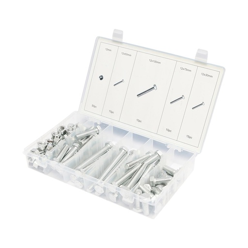 [AMAT6-109450] Trusa suruburi M12 cu cap hexagonal si piulite 100 piese