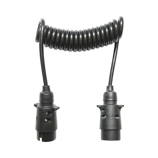 [AMAT6-110103] Cablu spiral 2.5m cu 2 stechere tata, 7 pini pentru priza auto remorca