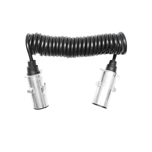 [AMAT6-110104] Cablu spiral 2.6m cu 2 stechere mama din metal, 7 pini pentru priza auto remorca