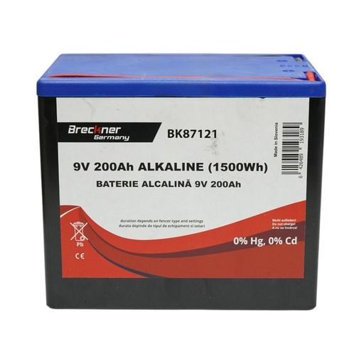 [AMAT6-112036] Baterie uscata alcalina 9V, 200Ah pentru gard electric