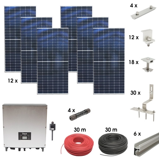 [AMAT6-112490] Kit sistem solar fotovoltaic monofazic ON-GRID 5KW cu panouri 12x450W prosumator WIFI cu sistem fixare acoperis tigla/tabla