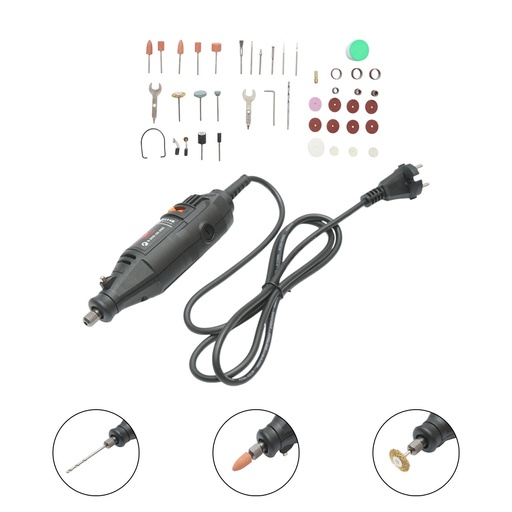 [AMAT6-112625] Mini polizor electric drept 130W, 220V, 5 trepte viteza 8000-30000rpm, mandrina 3.2mm 43 piese