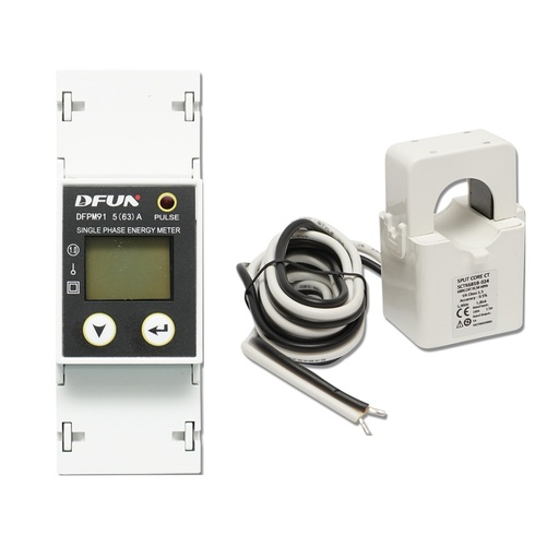 [AMAT6-112777] Kit releu putere DFUN DFPM91 smart meter, monofazic 220V, 63A cu siguranta digitala, transformator Split Core 600V, 50-60Hz