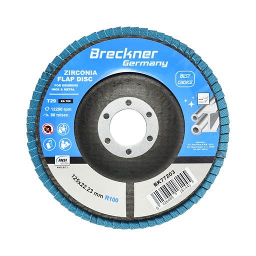 [AMAT6-112960] Disc lamelar abraziv cu zirconiu 125mm, P100 pentru taiat si polizat metal, inox