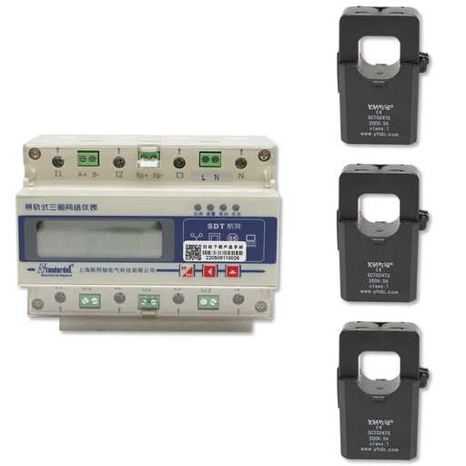 [AMAT6-112980] Kit releu smart meter trifazic 3x400-690V/50Hz, 6400imp/Kwh cu siguranta digitala 200A/5A 35 mm