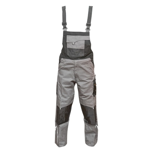 [AMAT6-113476] Pantaloni de lucru cu pieptar, salopeta din poliester cu bumbac, gri cu negru, XL