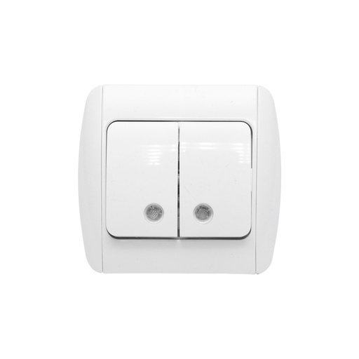 [AMAT6-114454] Intrerupator alb dublu ST MAKEL 220V - 250V, 10A incastrat, ceramica, cu indicator