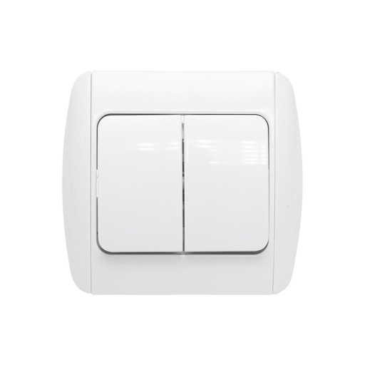 [AMAT6-114453] Intrerupator alb dublu ST MAKEL 220V - 250V, 10A incastrat, ceramica