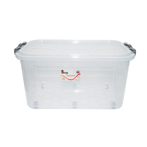 [AMAT6-114538] Cutie depozitare 50L cu capac si roti din plastic transparenta 400x630x320mm