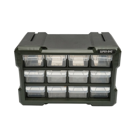 [AMAT6-114995] Cutie depozitare verde din plastic modulara, 12 sertare 158x266x170mm