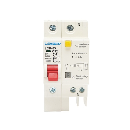 [AMAT6-115221] Siguranta diferentiala automata RCBO 1P+N, 32A, 230V AC, 30mA, 6kA Leader