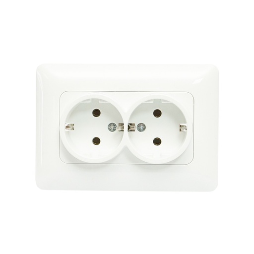 [AMAT6-115263] Priza Schuko dubla cu impamantare alba ST 220V - 250V, 16A incastrat