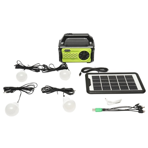 [AMAT6-115376] Kit iluminat portabil LED cu 4 becuri/proiector, panou solar radio FM si baterie 10000 mAhH pentru pescuit camping GD-8076