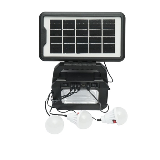 [AMAT6-115429] Kit iluminat portabil LED cu 3 becuri/proiector, panou solar si baterie 3.7V, 4500Ah pentru pescuit camping GD-8080