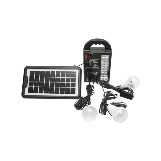 [AMAT6-115433] Kit iluminat portabil LED cu 3 becuri/proiector, panou solar si baterie 6V, 3Ah pentru pescuit camping GD-17