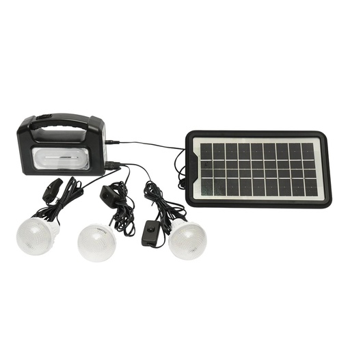 [AMAT6-115450] Kit iluminat portabil LED cu 3 becuri/proiector, panou solar si baterie 6V, 4.5 Ah pentru pescuit camping GD-7COB