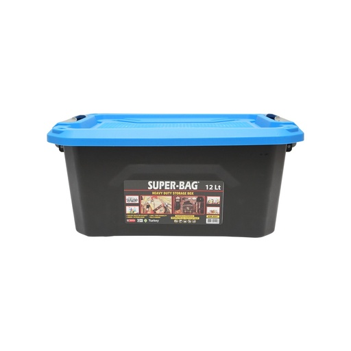 [AMAT6-115485] Cutie, lada depozitare heavy duty 12L cu capac, albastra 385x295x175mm