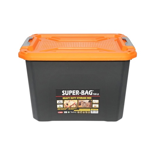 [AMAT6-115490] Cutie, lada depozitare heavy duty 18L cu capac, portocalie 385x295x260mm