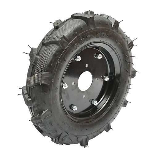 [AMAT6-115547] Roata completa 400/10 crampon 8PR cu janta neagra