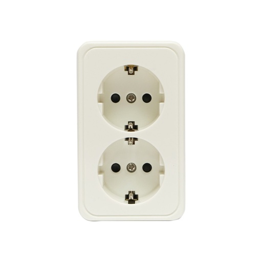 [AMAT6-115590] Priza Schuko dubla cu impamantare alba PT 16A, 250V aplicata cu protectie pentru copii