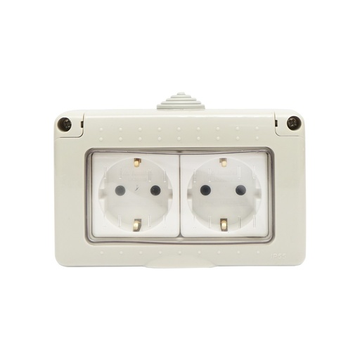 [AMAT6-115595] Priza schuko dubla aplicata PT IP55, 16A, 250V cu impamantare si protectie