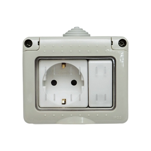 [AMAT6-115597] Priza schuko simpla aplicata 16A, 250V si intrerupator 10 AX, 250V IP 55