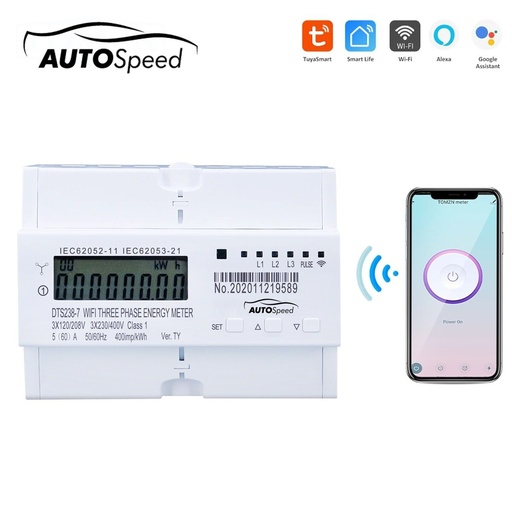 [AMAT6-115641] Smart Meter trifazic 380V, 80A, DTS238-7 WIFI compatibil cu Tuya, Smart Life, contor inteligent energie si putere electrica