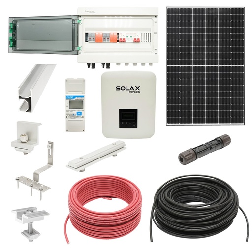 [AMAT6-116069] Kit complet fotovoltaic ON-GRID cu invertor 5KW SOLAX si panouri solare LONGI 12x410W, smart meter, sistem prindere pe tigla/tabla