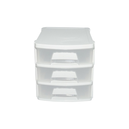 [AMAT6-116189] Cutie depozitare plastic cu 3 sertare alba 270x192xH198mm