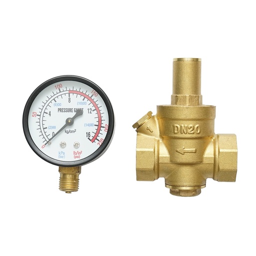 [AMAT6-116754] Regulator de reducerea a presiunii apei 3/4-3/4, reglabil cu sita filtrare si manometru DN20 pentru instalatii solare rezidentiale