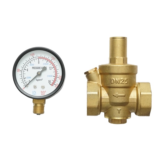 [AMAT6-116755] Regulator de reducerea a presiunii apei 1-1 tol, reglabil cu sita filtrare si manometru DN25 pentru instalatii solare rezidentiale