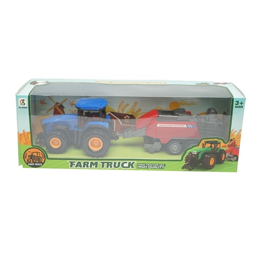 [AMAT6-117288] Tractor albastru cu remorca, 304x85x83mm jucarie copii +3 ani