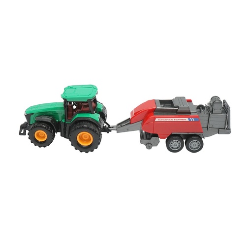 [AMAT6-117289] Tractor verde cu remorca, 304x85x83mm jucarie copii +3 ani