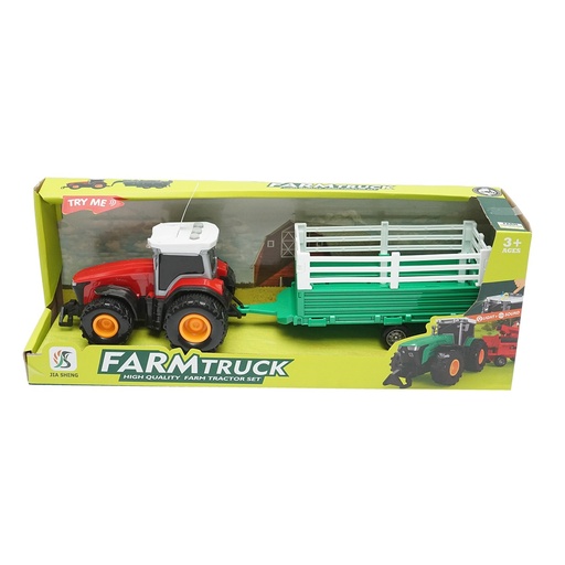 [AMAT6-117290] Tractor rosu cu remorca, 304x85x83mm jucarie copii +3 ani